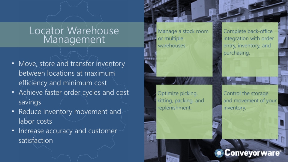 Locator warehouse management.